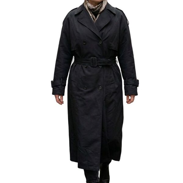 Klasyczny Czarny Długi Płaszcz Trencz Model 6701 Rozmiar 44 (XL)