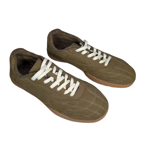 Oliwkowe zamszowe sneakersy męskie ASOS Retro Rozmiar 45
