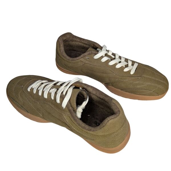 Oliwkowe zamszowe sneakersy męskie ASOS Retro Rozmiar 45 - zdjęcie 6