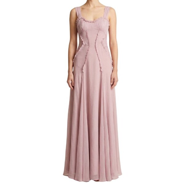 Różowa sukienka maxi ASOS DESIGN z ozdobnymi przeszyciami Rozmiar 34