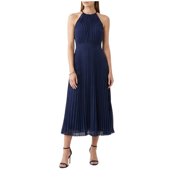 Granatowa Sukienka Midi Plisowana ASOS DESIGN Halter Rozmiar 42