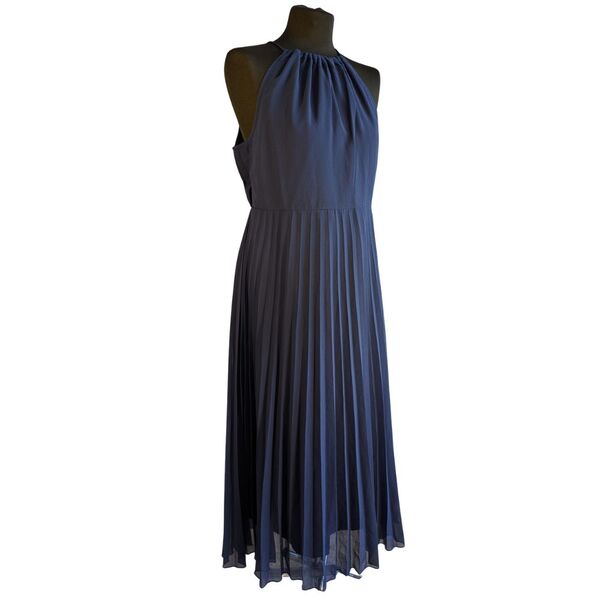 Granatowa Sukienka Midi Plisowana ASOS DESIGN Halter Rozmiar 42 - zdjęcie 3