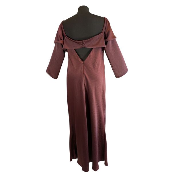 Bordowa sukienka wizytowa midi ASOS DESIGN Bardot Rozmiar 46 - zdjęcie 5