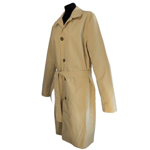 Beżowy Męski Płaszcz Trencz Classic Belted boohooMAN Rozmiar M - zdjęcie 2