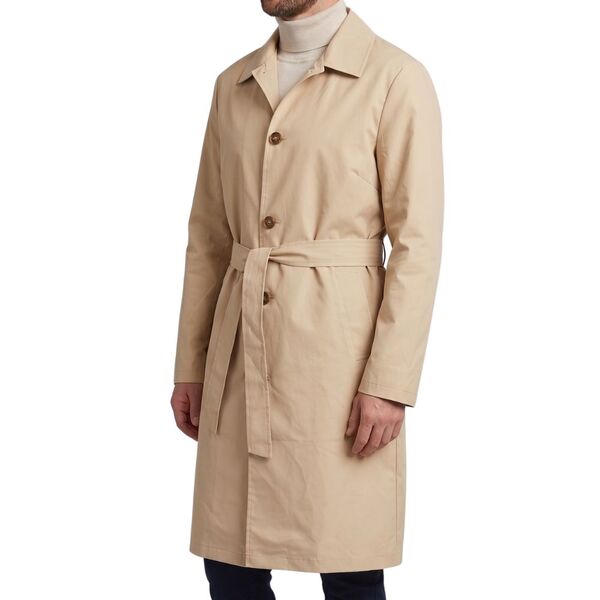 Beżowy Męski Płaszcz Trencz Classic Belted boohooMAN Rozmiar M