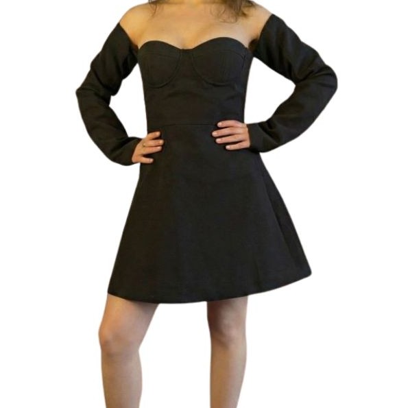 Czarna Sukienka Mini PrettyLittleThing Gorsetowa Rozmiar 36
