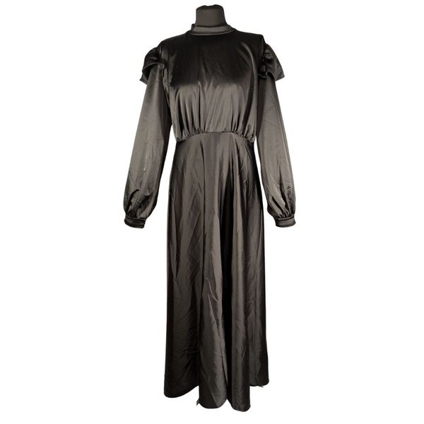 Czarna satynowa suknia wieczorowa maxi FSM FASHION Rozmiar 44 - zdjęcie 2