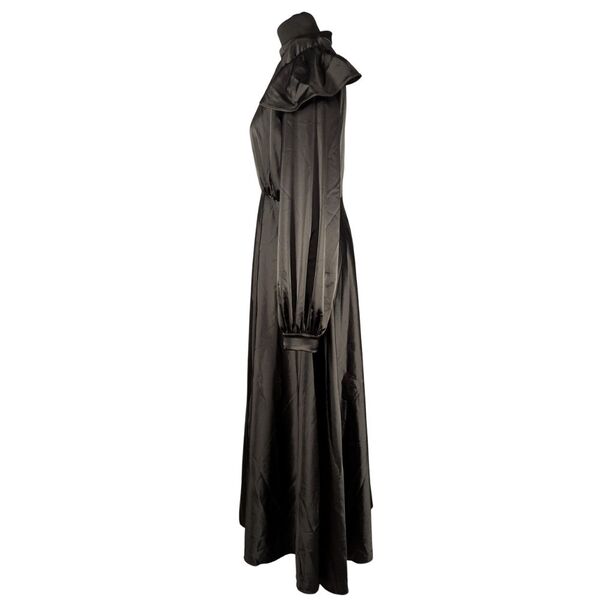 Czarna satynowa suknia wieczorowa maxi FSM FASHION Rozmiar 44 - zdjęcie 4