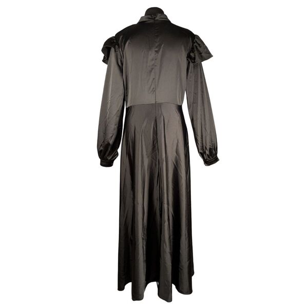 Czarna satynowa suknia wieczorowa maxi FSM FASHION Rozmiar 44 - zdjęcie 5