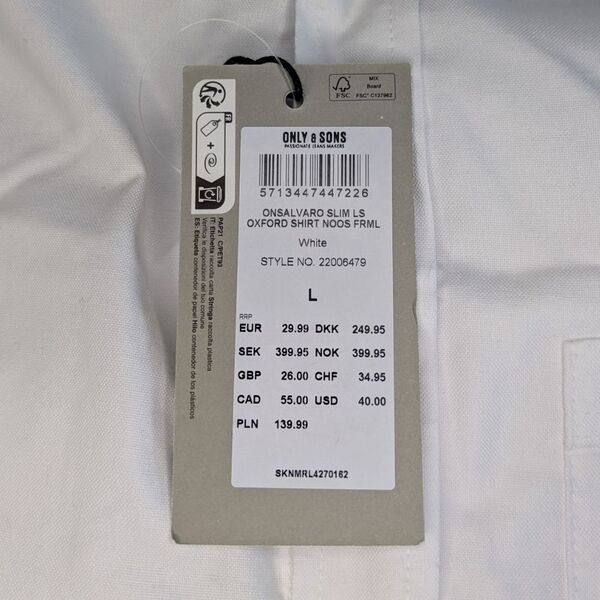 Biała Męska Koszula Slim Fit Oxford ONLY & SONS Rozmiar L - zdjęcie 11