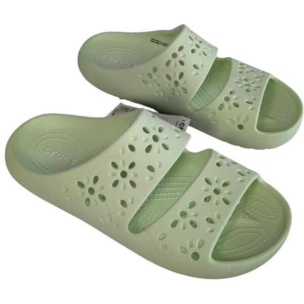 Jasnozielone Klapki Crocs Classic Floral Cut Out Rozmiar 39-40