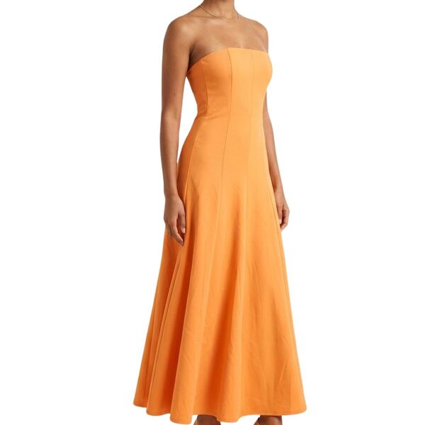 Pomarańczowa sukienka wieczorowa maxi ASOS DESIGN bandeau Rozmiar 38