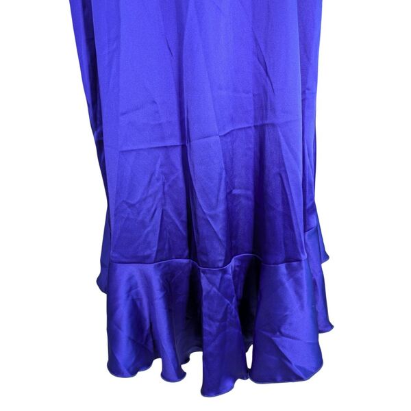 Flounce London Sukienka Maxi Satynowa Chabrowa Kopertowa z Falbaną Rozmiar 36 - zdjęcie 6