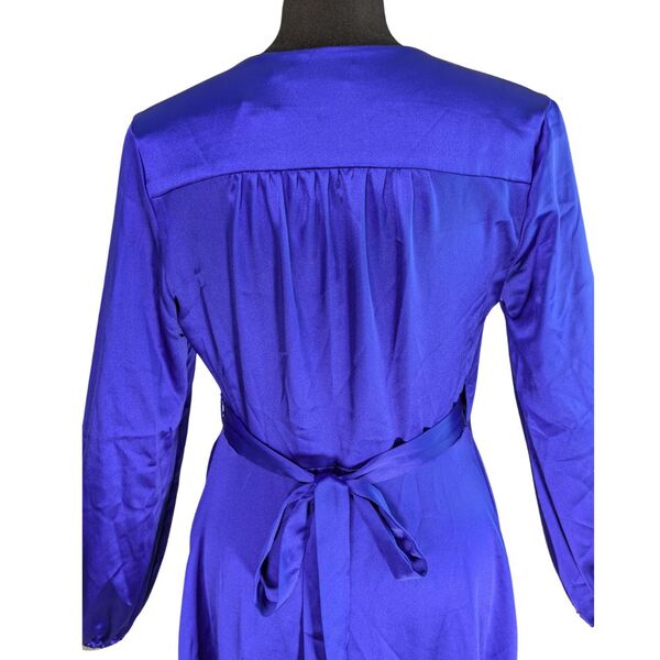 Flounce London Sukienka Maxi Satynowa Chabrowa Kopertowa z Falbaną Rozmiar 36 - zdjęcie 9