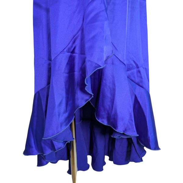 Flounce London Sukienka Maxi Satynowa Chabrowa Kopertowa z Falbaną Rozmiar 36 - zdjęcie 11
