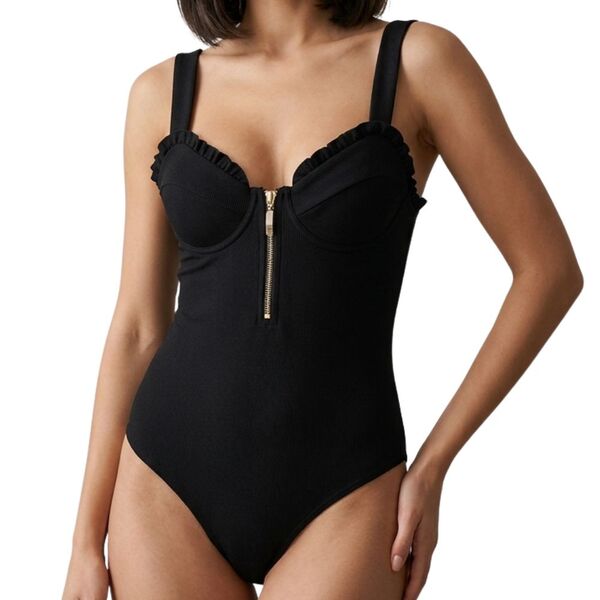 Czarne Gorsetowe Body z Zamkiem River Island Rozmiar 34 (XS)