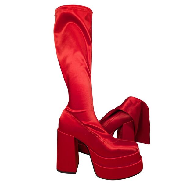 Czerwone satynowe kozaki damskie STEVE MADDEN Cypress Platforma Rozmiar 41