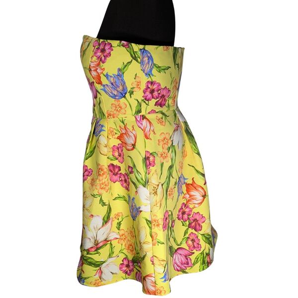 Żółta sukienka gorsetowa mini OASIS w kwiaty Rozmiar 42 - zdjęcie 2